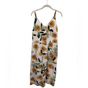 Mlle Gabrielle Womens Size 2XL  Shift Ankle Length Dress Sunflower Patch Pocket